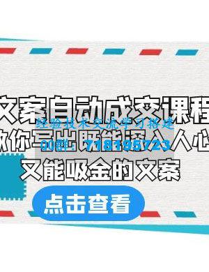 心金文案自动成交课程：你写出既能深入人心、又能吸金的文案