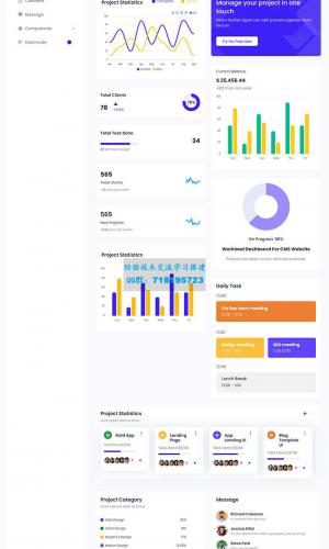 项目管理网站后台仪表板HTML5模板
