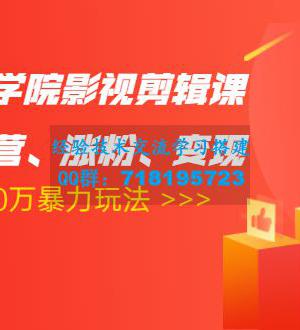 卡牌影视学院影视剪辑课：影视号运营、涨粉、变现、月入5000-10万暴力玩法