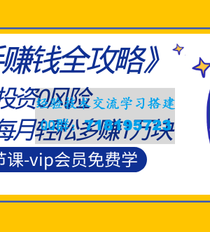 《快手赚钱全攻略》0基础0投资0风险：普通人每月轻松多赚1万块（23节视频）