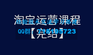 某团队淘宝运营课程 从入门到精通玩转淘宝【完结-高清无水印】