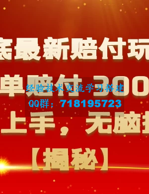 揭秘年底最新高赔玩法：一单赔付300+，简单上手，轻松操作