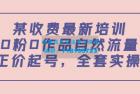     某最新收费培训内容：零粉零作品自然流量+正价起号，全套实操课
