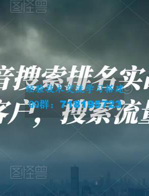 抖音搜索排名实战教程，低成本的获取客户，搜索流量精准转化