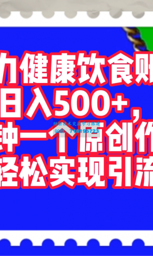 AI赋能健康饮食账号：每天轻松赚取500+收入，一分钟创作一个原创作品，新手也能实现引流赚钱