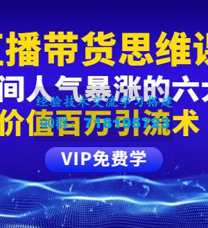 铖总直播带货思维课：你直播间人气暴涨的六大入口，价值百万引流术