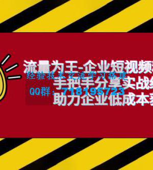 流量为王 · 企业短视频精准获客：手把手分享实战经验，助力企业低成本获客