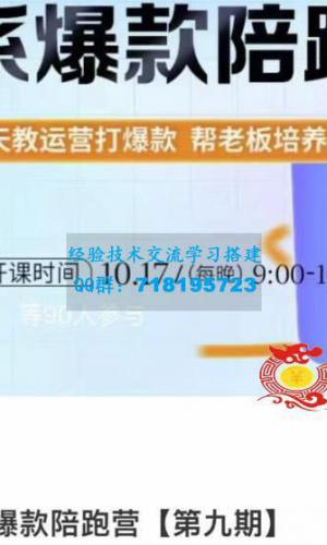 108将淘系爆款陪跑营【第九期】，从淘宝0开始，手把手教你链接起飞，爆款不断