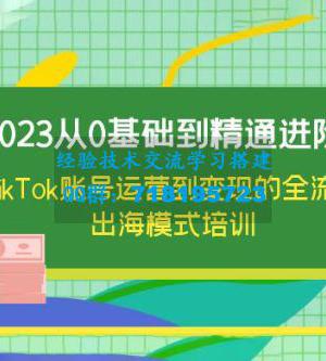 2023从0基础到精通进阶，TikTok 账号运营到变现的全流程出海模式培训