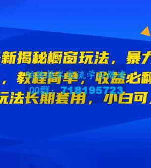 最新揭秘橱窗玩法：暴力无脑，收益必翻，玩法长期套用，小白可入