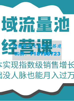 16堂私域流量池经营课：低成本实现指数级销售增长，零基础没人脉也能月入过万