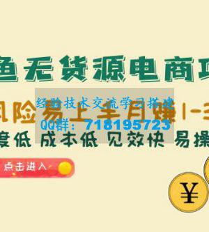 闲鱼无货源电商项目：无风险易上手月赚五位数，难度低、成本低、见效快、易操作