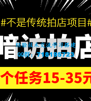 最新暗访拍店信息差项目，单个任务15-35元（不是传统拍店项目）