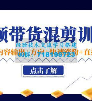 短视频带货混剪训练营：底层逻辑+内容输出+方向+快速涨粉+直播方法