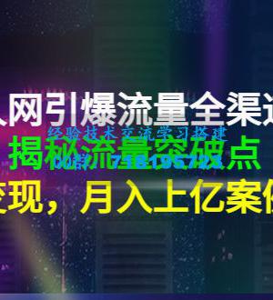 天地人网引爆流量全渠道增长：揭秘流量突然破点，流量变现，月入上亿案例