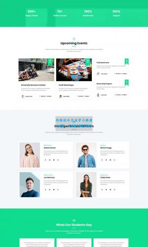 响应式绿色英文在线课程教育HTML5网站模板