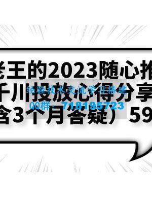 老王的 2023 随心推 + 千川投放心得分享 3 个月答疑「 59 节」