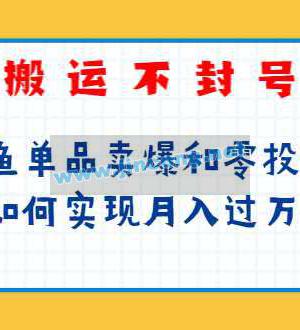 暴力搬运不封号玩法，闲鱼单品卖爆和零投资如何实现月入过万