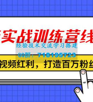 抖音实战训练营线上班，抓住短视频红利，打造百万粉丝全流程（无水印）