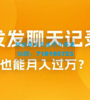 一单几百块，每天发发聊天记录也能月入过万是怎么做到的，一部手机即可操作