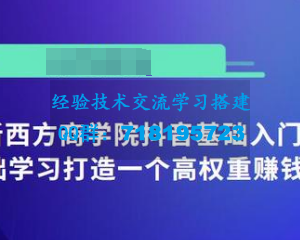 抖音基础入门班：小白0基础学习打造一个高权重赚钱的抖音号