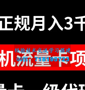 正规长期手机流量卡代理项目，月入 3000-3w 万元不等