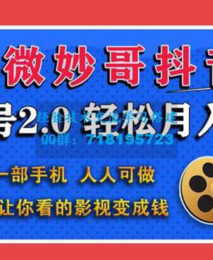 抖音影视号2.0：0基础一部手机玩赚抖音，轻松月入3万（无水印）